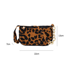 Leopard Pattern Chain Crossbody Bag Vintage Female Purse