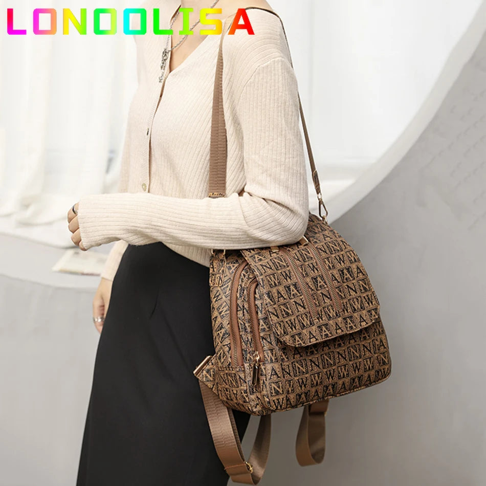 4 in 1 Women's Backpack Shoulder Crossbody Bag PU Leather Bagpack