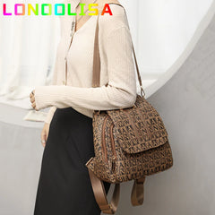 4 in 1 Women's Backpack Shoulder Crossbody Bag PU Leather Bagpack
