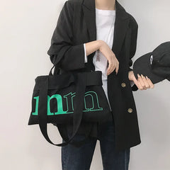 Letter Canvas Bag for Women Ladies Single Shoulder Shopping Bags