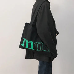 Letter Canvas Bag for Women Ladies Single Shoulder Shopping Bags