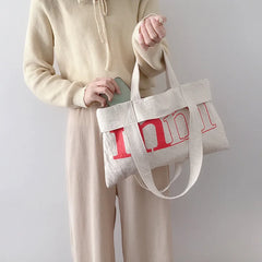 Letter Canvas Bag for Women Ladies Single Shoulder Shopping Bags