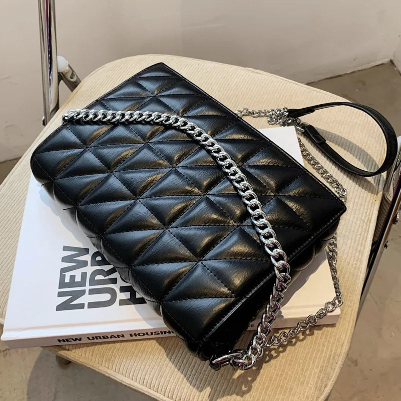 Lingge Chains Women Shoulder Bags Quilted Handbags Crossbody