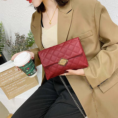 Lingge Embroidery Messenger Bag Women High Soft Female Leisure Crossbody Sho