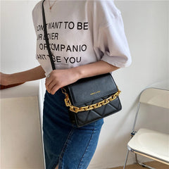 Lingge Chain Messenger Bag Women's Clutch Crossbody Bags PU Leather