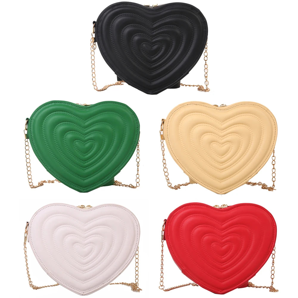 Love Hearts Mini Shoulder Bags for Women Leather Tote Crossbody Bags