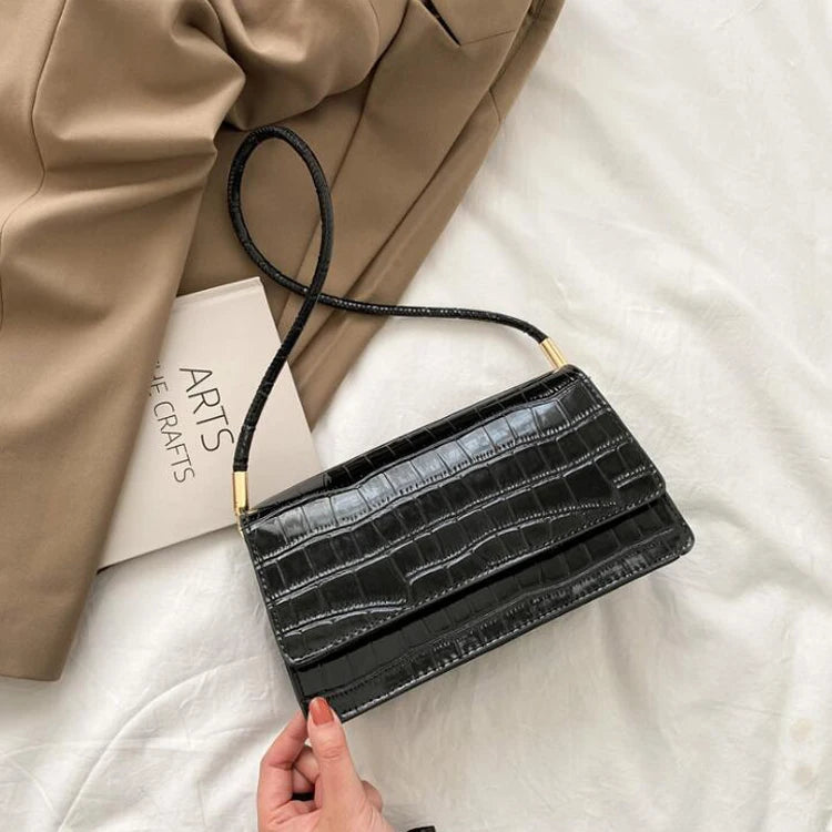 Stone Pattern Shoulder Bag Flap Ladies Hand Bags