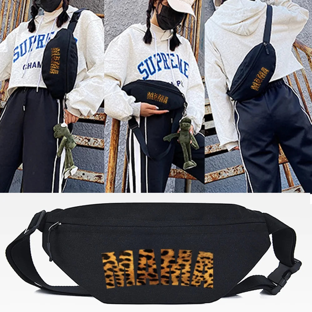MAMA Print Waist Bag Women Fanny Pack Shoulder Belt Bag Waist Pack