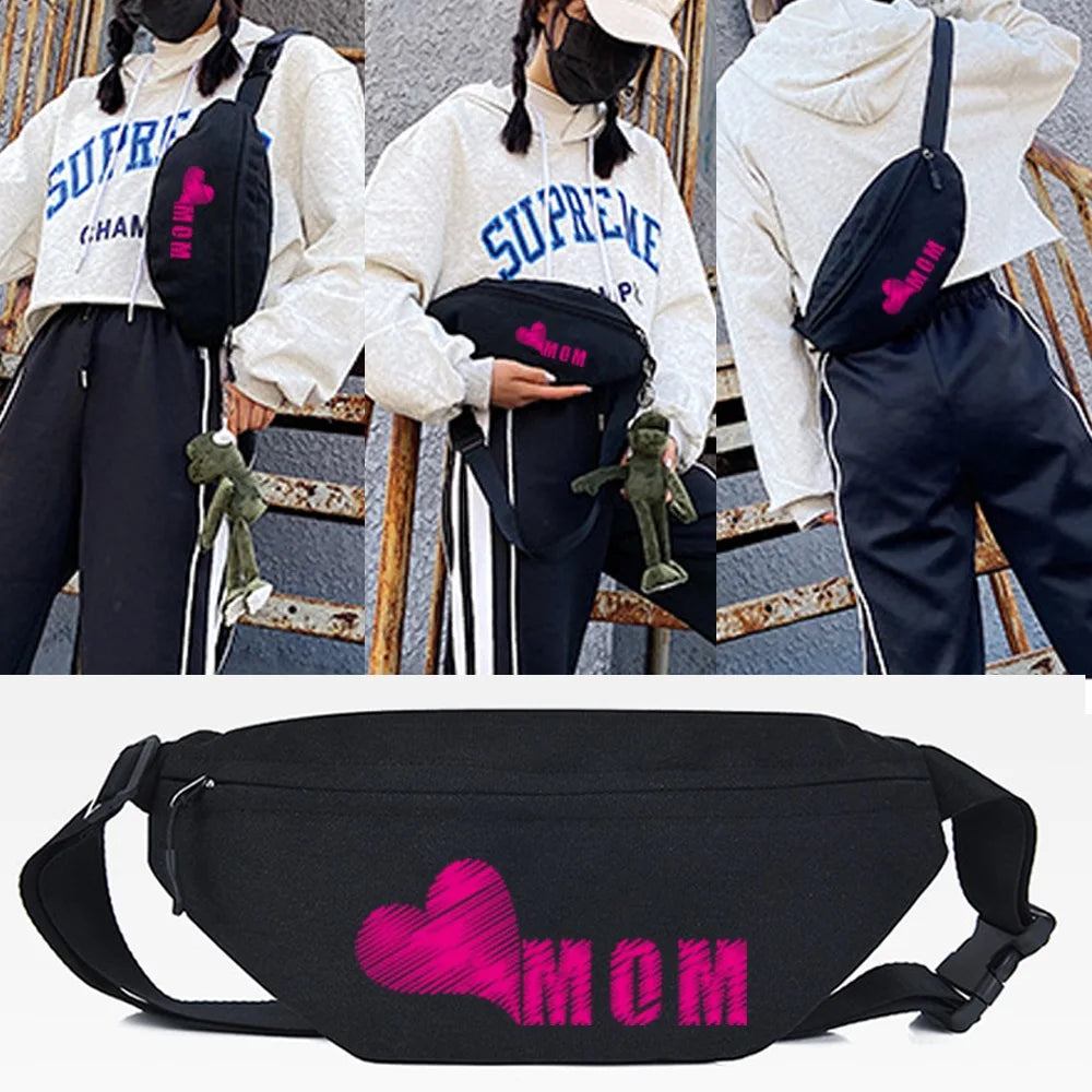 MAMA Print Waist Bag Women Fanny Pack Shoulder Belt Bag Waist Pack