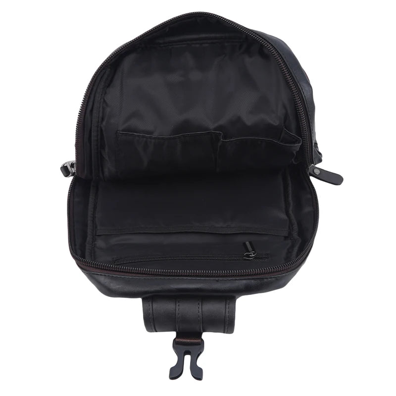 Casual Crossbody Bag Vintage PU Leather Men Chest Backbag