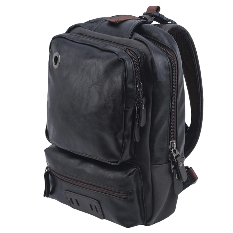 Casual Crossbody Bag Vintage PU Leather Men Chest Backbag