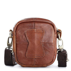 Men Cowhide Leather Messenger Bag Shoulder Crossbody Flap Mini Briefcase