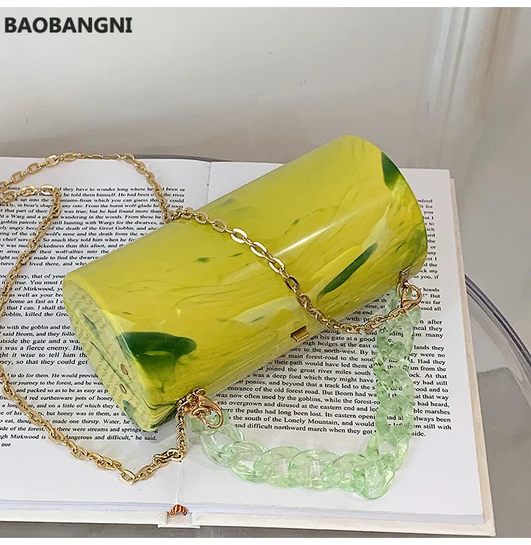 Marbling Acrylic Box Bag Small Shoulder Bag Evening Bag