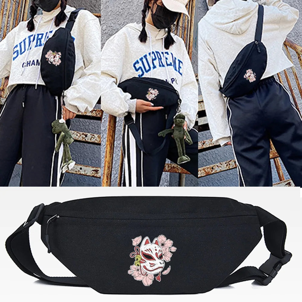 Mask Print Waist Bags Run Bag Sports Chest Bag Gym Bag Phone Cycling Run
