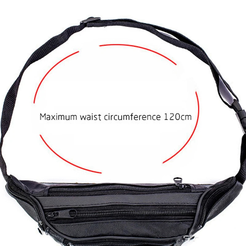 Men Leather Waist Bag Multi-pocket Belt Bag Adjustable Fanny Pack