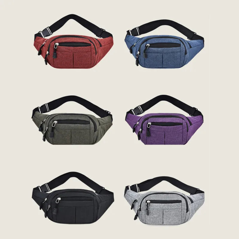 Men Women Waist Bag Casual Fanny Pack Purse Large Phone Belt Bag Pouch Canvas