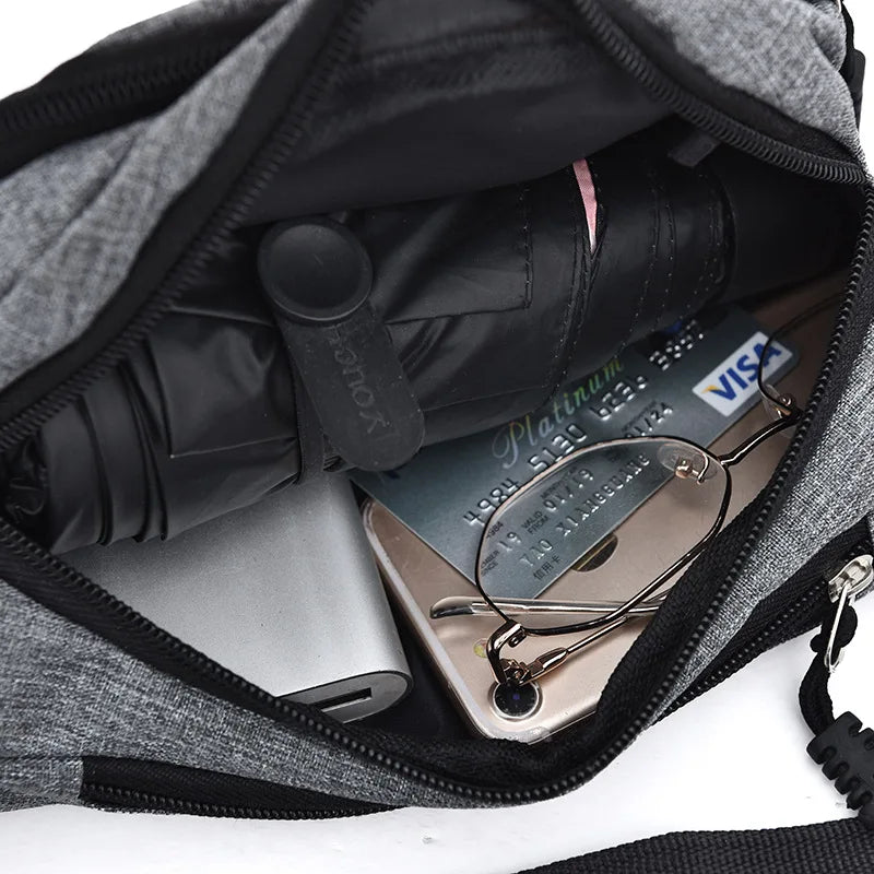 Men Women Waist Bag Casual Fanny Pack Purse Large Phone Belt Bag Pouch Canvas