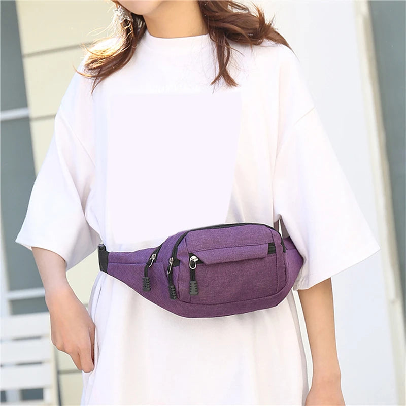 Men Women Waist Bag Casual Pack Purse Large Phone Belt Bag Pouch