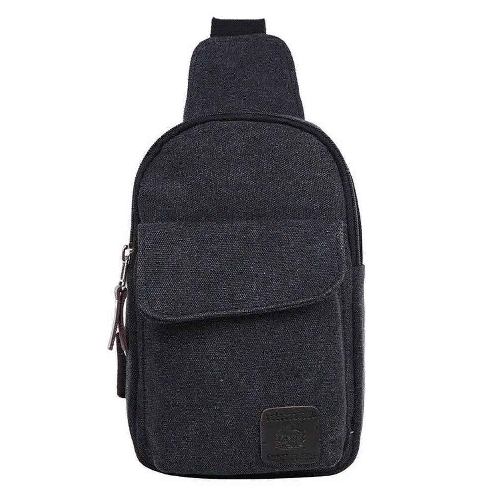 Men's Canvas Chest Sling Bag Cross Body Messenger Shoulder Bag