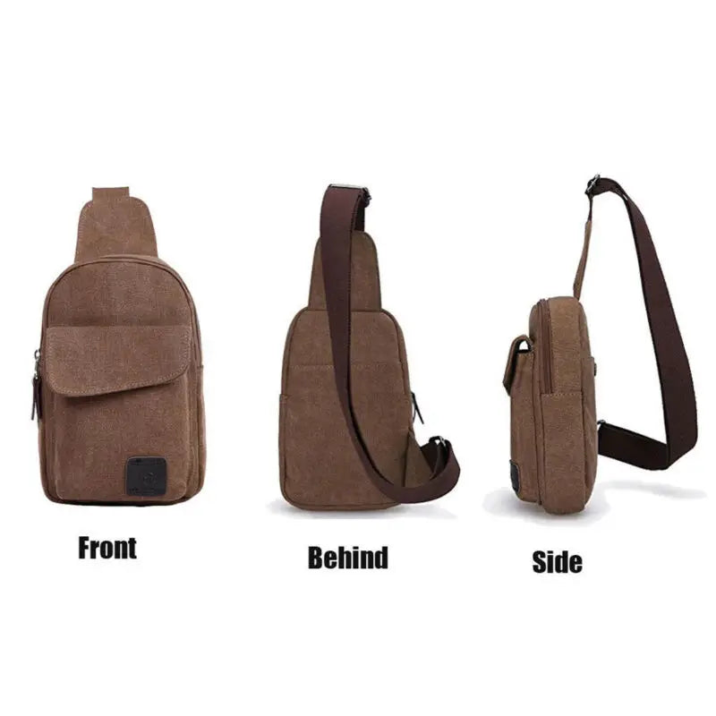 Men's Canvas Chest Sling Bag Cross Body Messenger Shoulder Bag