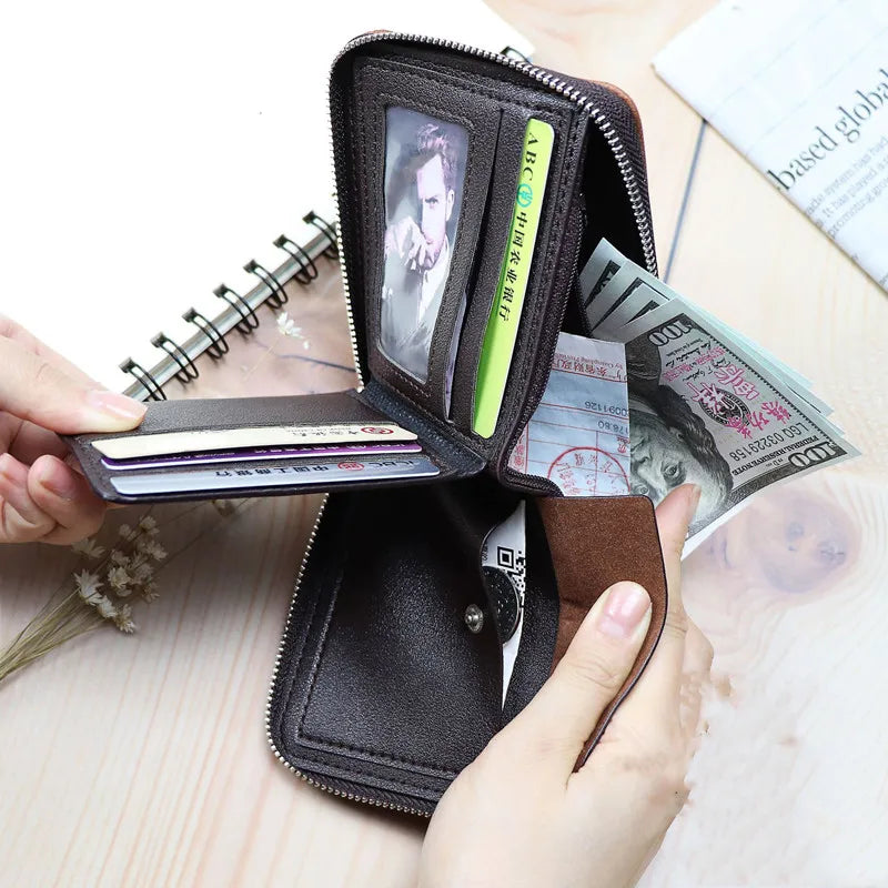Men's Short Wallet Large-capacity Zipper Multi-card Business Wallet