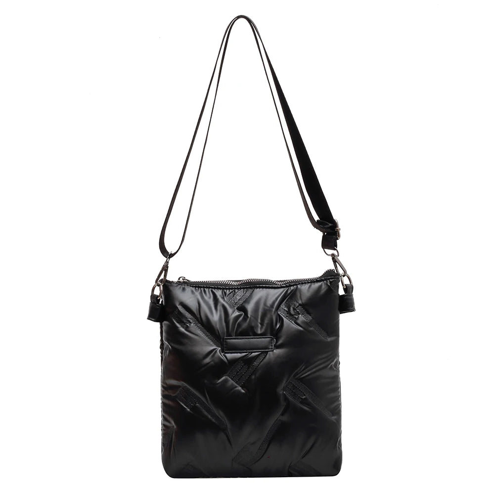 Quilted Cotton Messenger Bag Padded Shoulder Handbag