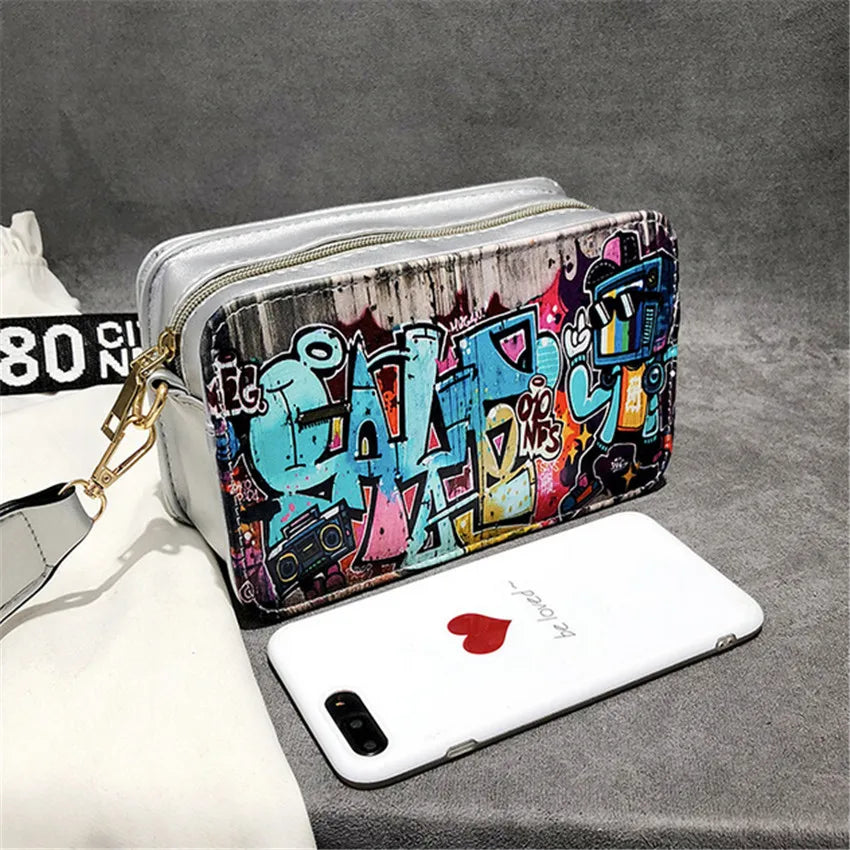 Graffiti Messenger Bag Small Square Shoulder Bag