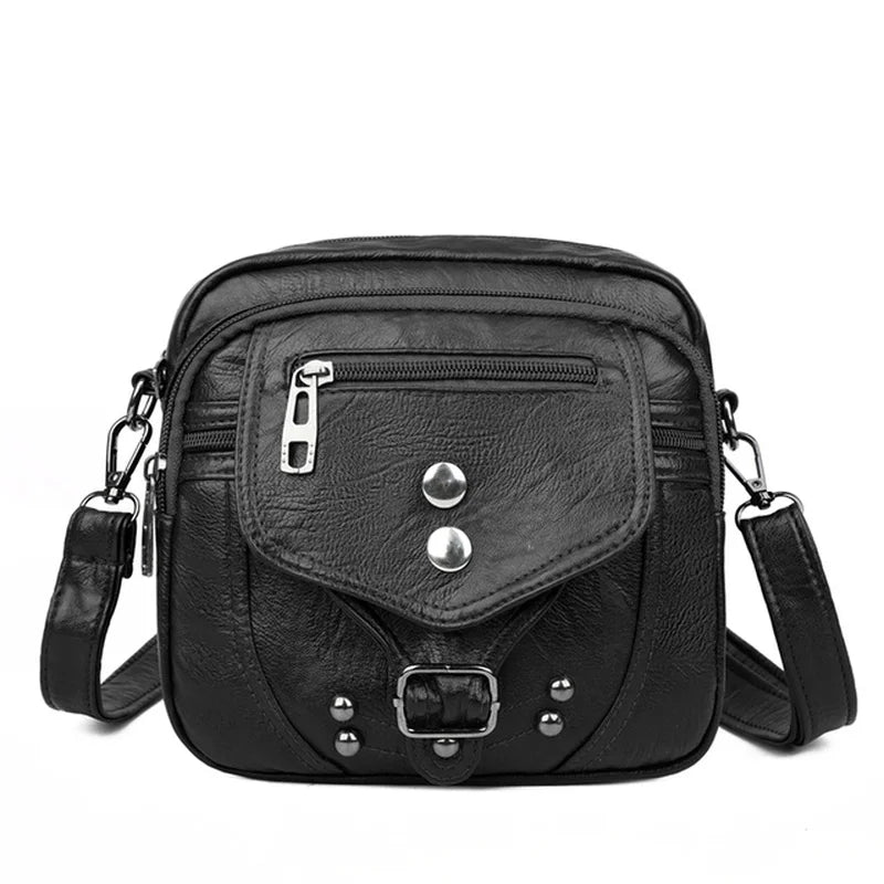 Soft Leather Shoulder Bag PU Square Bag Small Ladies Messenger Bag