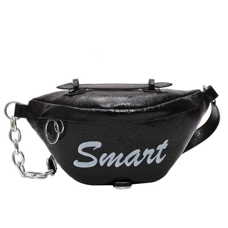 Metal Waist Packs Laser Leather Handbag 3 in 1 Chain Shoulder Bags