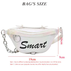 Metal Waist Packs Laser Leather Handbag 3 in 1 Chain Shoulder Bags