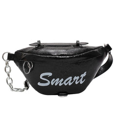 Metal Waist Packs Laser Leather Handbag 3 in 1 Chain Shoulder Bags