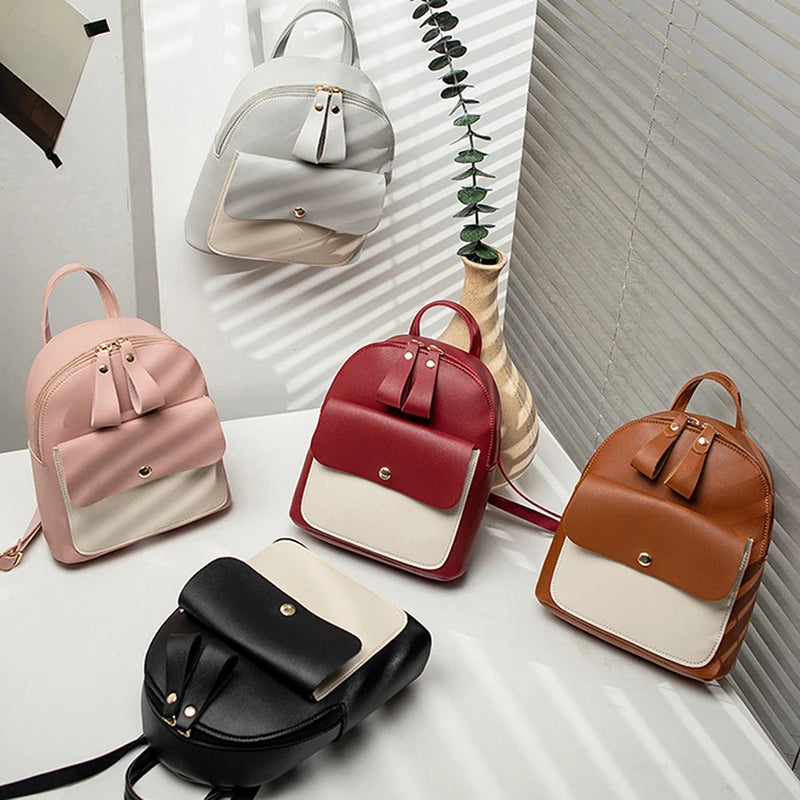 Mini Backpack Women PU Leather Shoulder Bag Teenage Girls