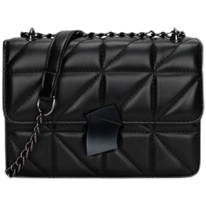 Mini Chain Crossbody Bag PU Solid Purses Hasp Messenger Bag