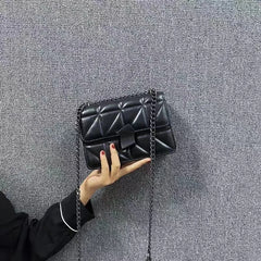 Mini Chain Crossbody Bag PU Solid Purses Hasp Messenger Bag