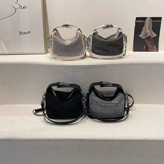Mini Bucket Crossbody Bag with Diamonds for Women