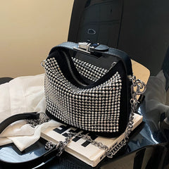 Mini Bucket Crossbody Bag with Diamonds for Women