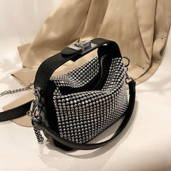 Mini Bucket Crossbody Bag with Diamonds for Women