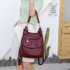 Multifunctional Leather Backpack Ladies Shoulder Bag