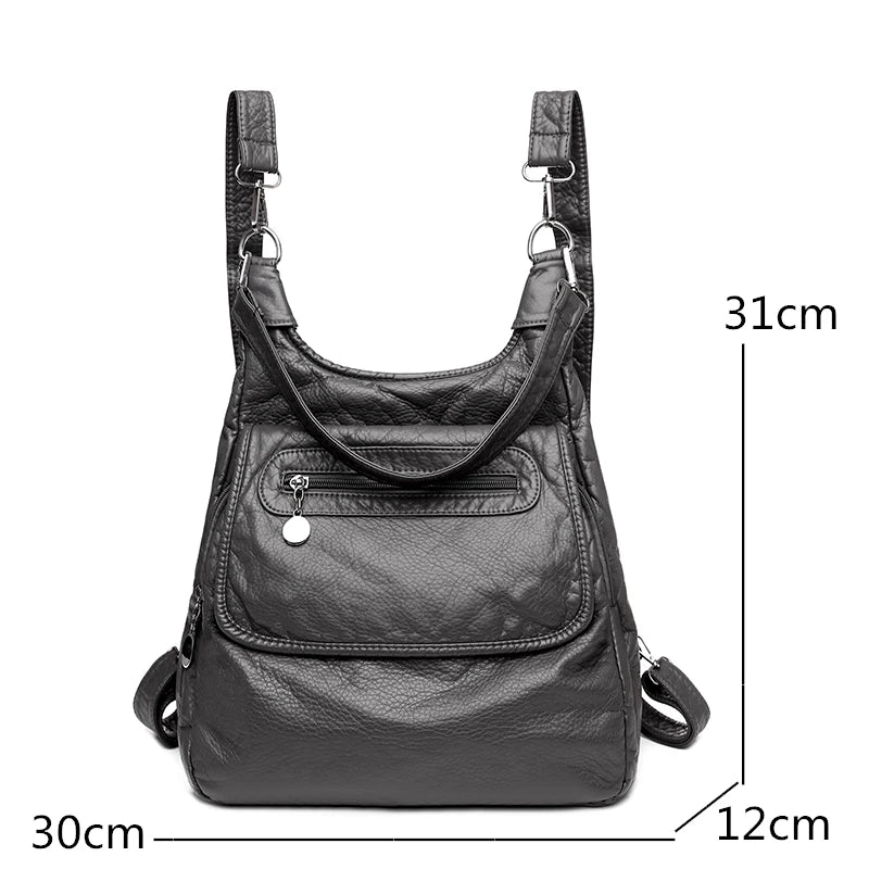 Multifunctional Leather Backpack Ladies Shoulder Bag