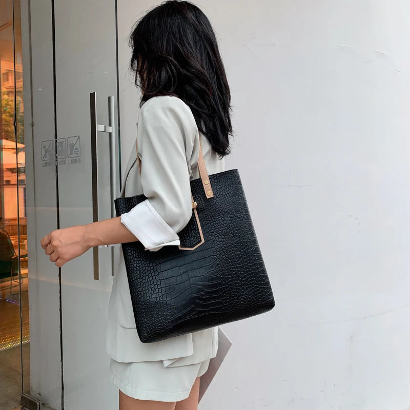 2 Big Women Shoulder Bags PU Totes High Quality Handbags