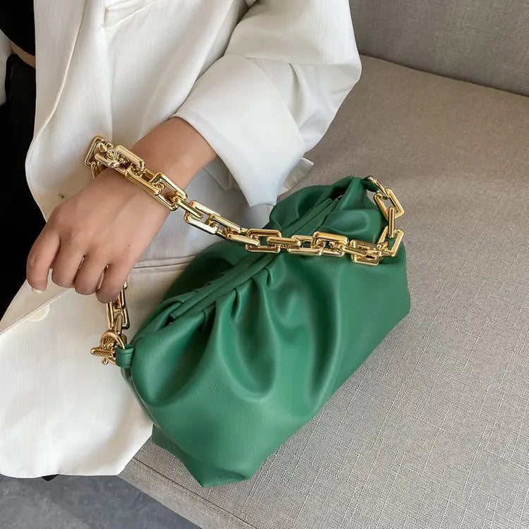Leopard Chain Crossbody Bag Solid PU Shoulder Bag