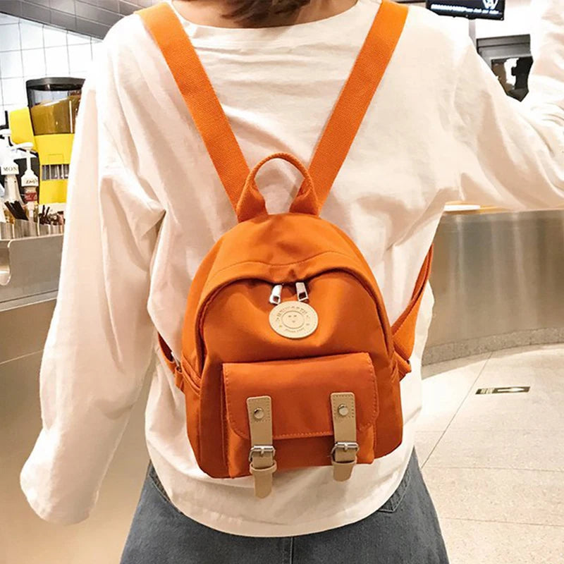 Women Backpack High Zipper Small Teenage School Bag