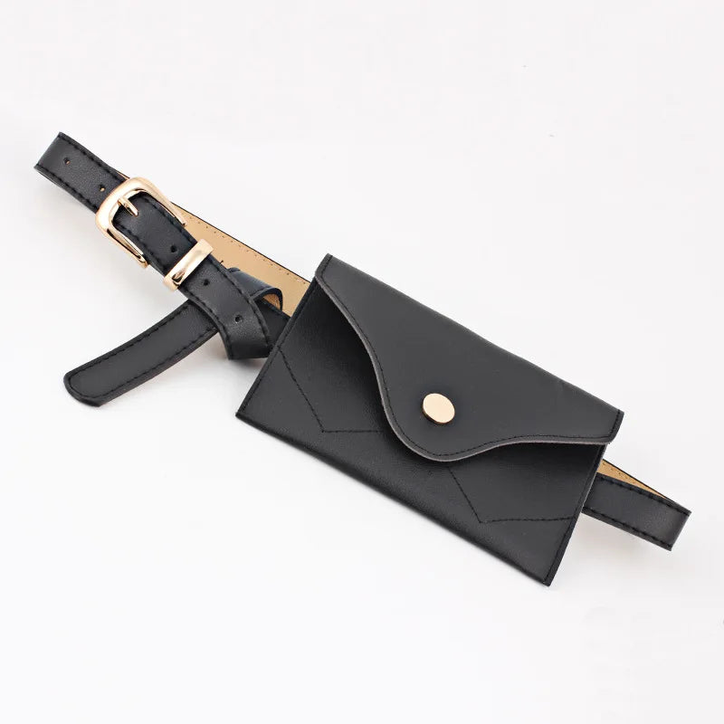 Women's Leather Waist Bag Mini Mobile Phone Bag PU Belt
