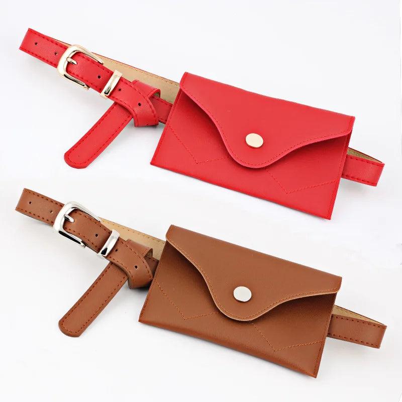 Women's Leather Waist Bag Mini Mobile Phone Bag PU Belt