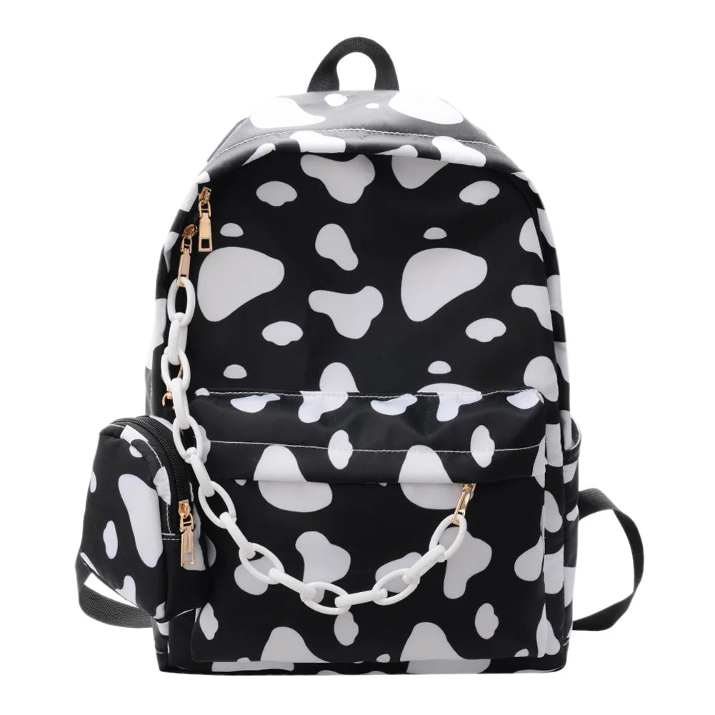 Nylon Backpack Students Zipper School Bagpacks with Small Pouch