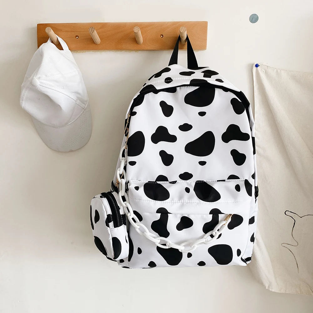 Nylon Backpack Students Zipper School Bagpacks with Small Pouch