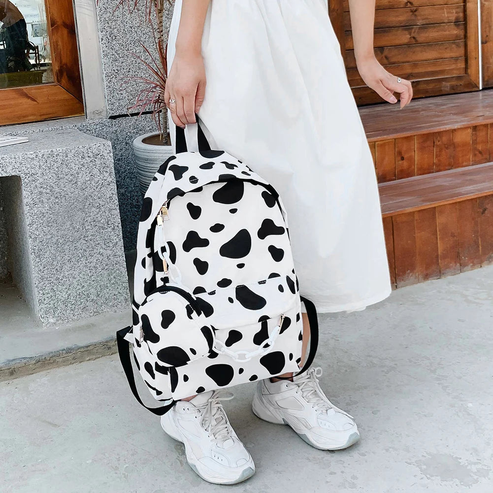 Nylon Backpack Students Zipper School Bagpacks with Small Pouch
