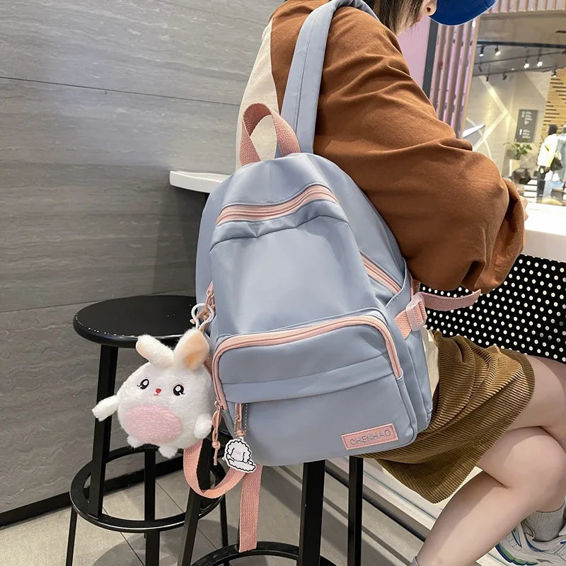 Small Nylon Backpack for Women Shoulder Rucksack Schoolbag Travel