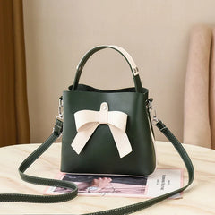 One-shoulder Bucket Bag Female Autumn Portable Bow Hit Messenger Bag