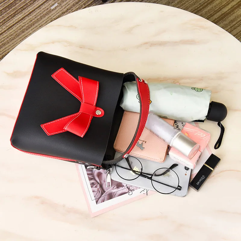 One-shoulder Bucket Bag Female Portable Female Bag Bow Hit Female Messeng